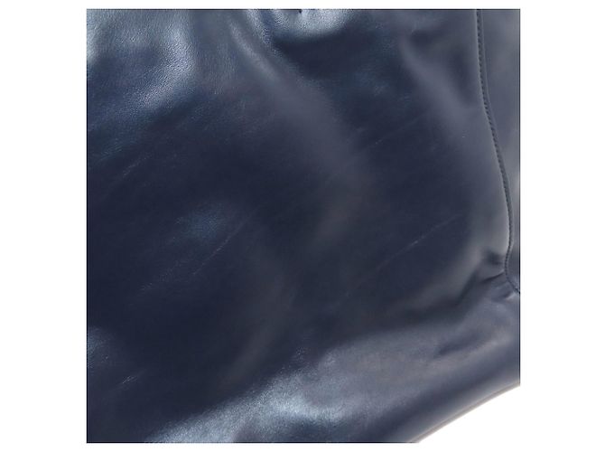 Borsa Tote Miu Miu Logo in pelle blu navy - vista 15