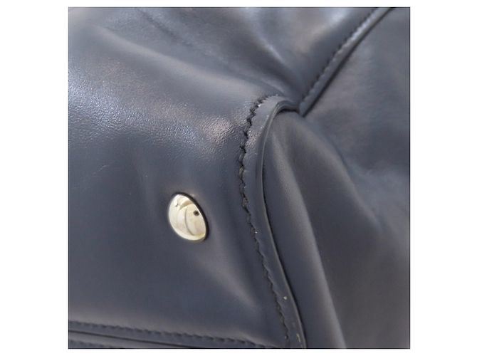 Borsa Tote Miu Miu Logo in pelle blu navy - vista 22