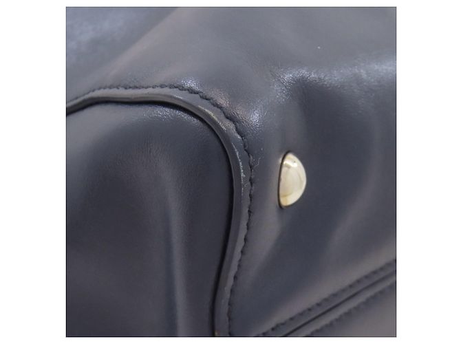Borsa Tote Miu Miu Logo in pelle blu navy - vista 23