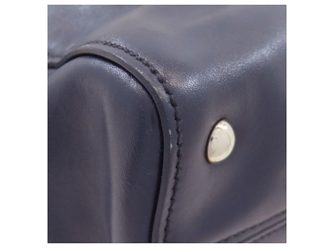 Borsa Tote Miu Miu Logo in pelle blu navy - vista 25