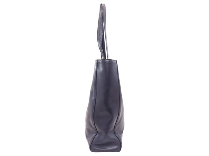 Borsa Tote Miu Miu Logo in pelle blu navy - vista 3