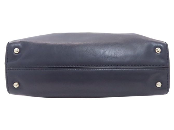 Borsa Tote Miu Miu Logo in pelle blu navy - vista 4