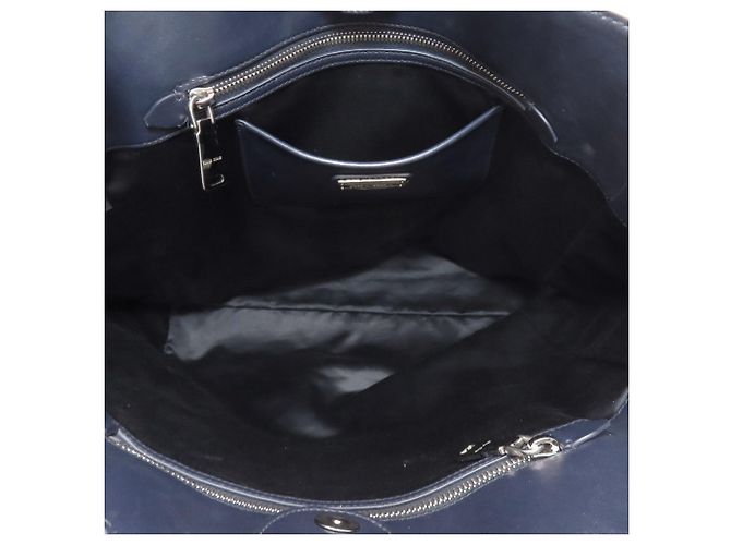 Borsa Tote Miu Miu Logo in pelle blu navy - vista 5