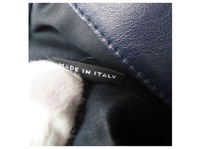 Borsa Tote Miu Miu Logo in pelle blu navy - vista 8