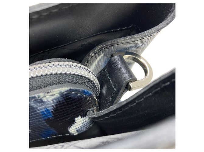 Longchamp Leopard Print 2-Way Lederhandtasche Schwarz Blau - Ansicht 14