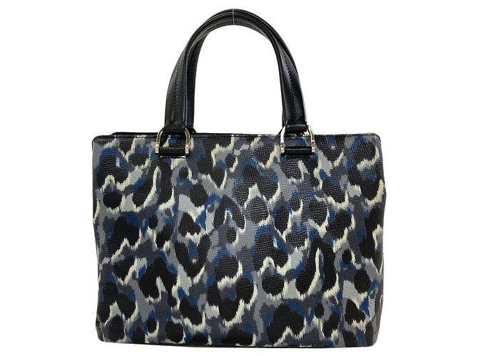 Longchamp Leopard Print 2-Way Lederhandtasche Schwarz Blau - Ansicht 2