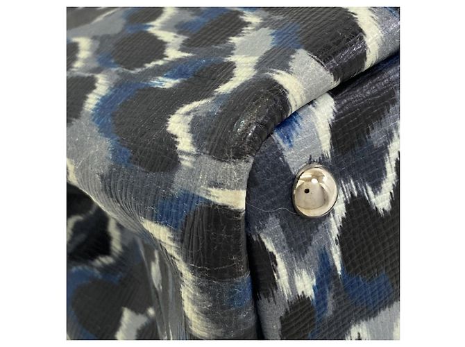 Longchamp Leopard Print 2-Way Lederhandtasche Schwarz Blau - Ansicht 21
