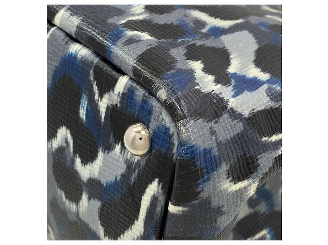 Longchamp Leopard Print 2-Way Lederhandtasche Schwarz Blau - Ansicht 22