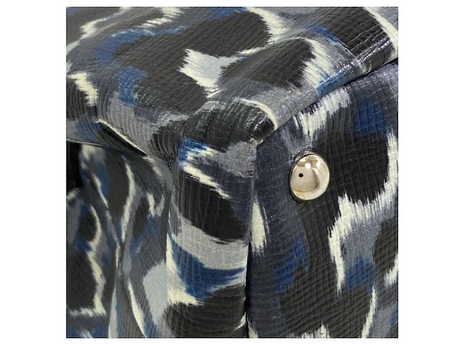 Longchamp Leopard Print 2-Way Lederhandtasche Schwarz Blau - Ansicht 23