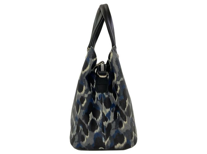 Longchamp Leopard Print 2-Way Lederhandtasche Schwarz Blau - Ansicht 3
