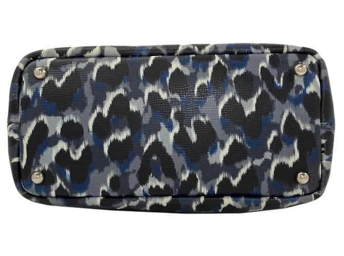 Longchamp Leopard Print 2-Way Lederhandtasche Schwarz Blau - Ansicht 4