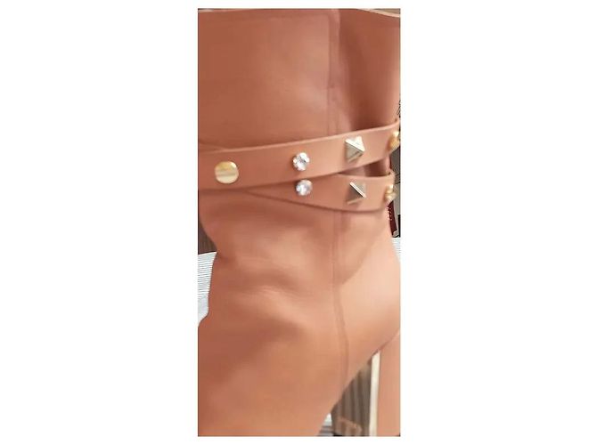 Le Silla Braune Lederstiefeletten mit Nieten - Ansicht 3