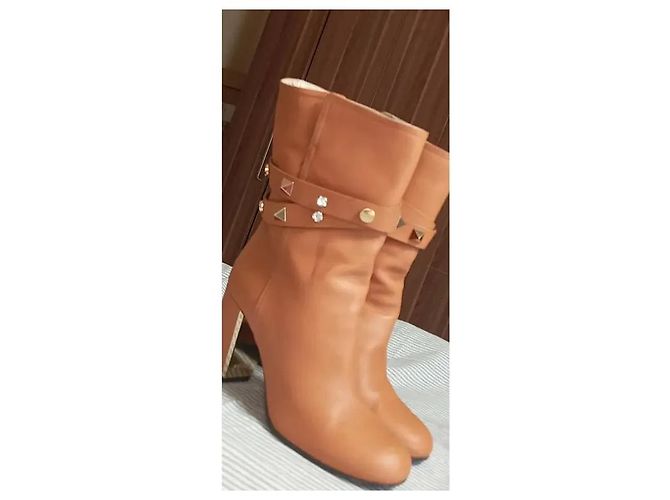 Le Silla Braune Lederstiefeletten mit Nieten - Ansicht 5