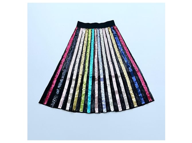 Falda midi plisada de lentejuelas Alice + Olivia Fall 2018 Runway NWT Talla 2 Multicolor - vista 4
