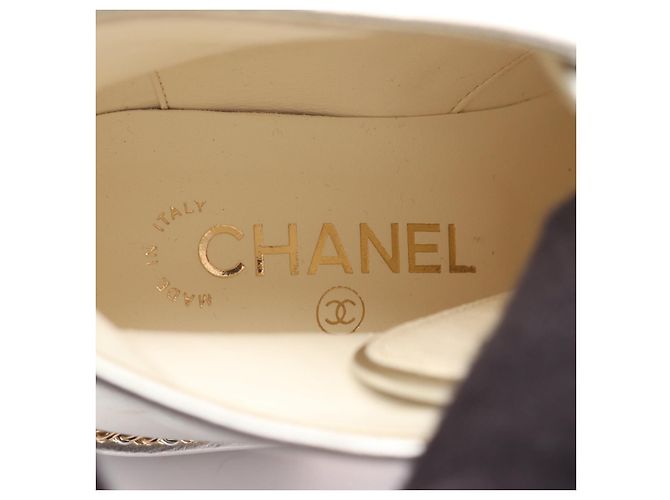 Timeless Chanel Coco Mark Leder-Stoff-Stiefel Schwarz Silber - Ansicht 5