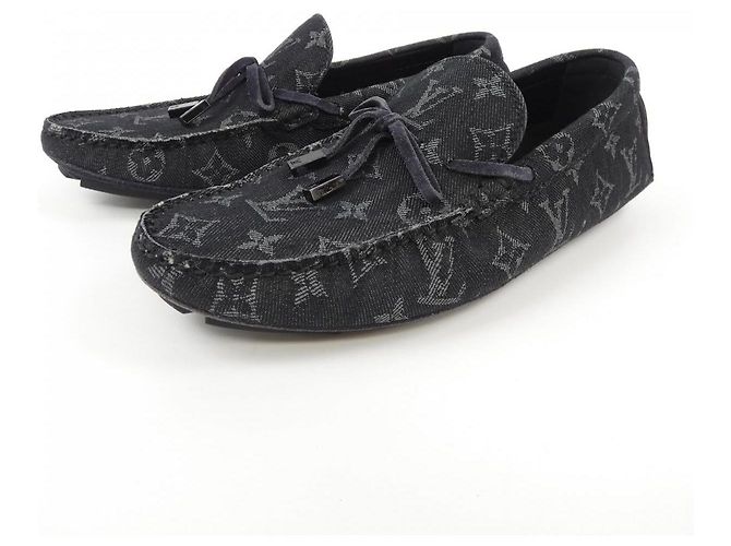 Mocassini Louis Vuitton LV Driver Line Monogram Denim Blu Blu navy - vista 3