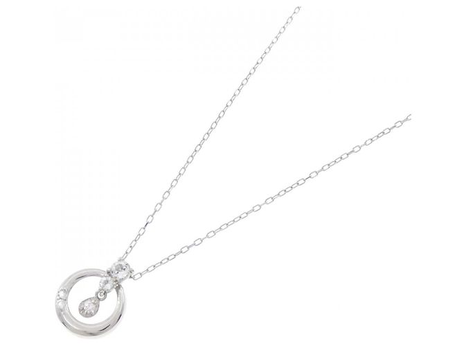 Autre Marque Collana in oro bianco K10 con topazio bianco e diamante Argento - vista 2