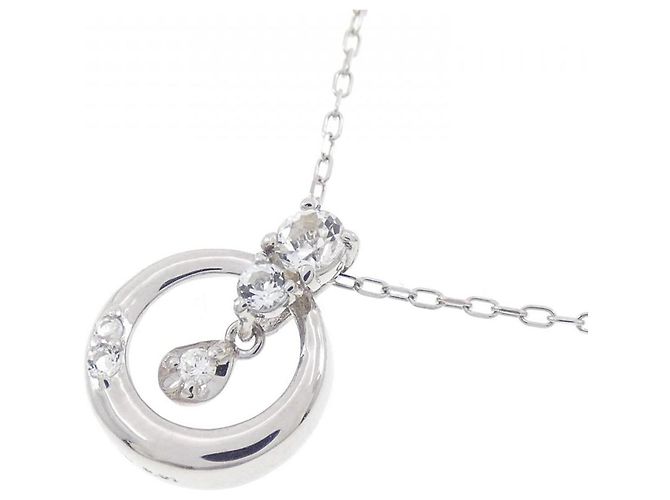 Autre Marque Collana in oro bianco K10 con topazio bianco e diamante Argento - vista 3