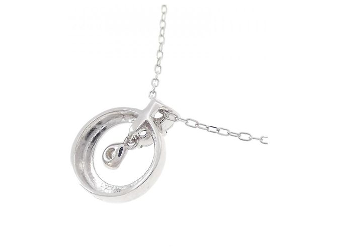 Autre Marque Collana in oro bianco K10 con topazio bianco e diamante Argento - vista 4
