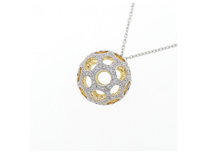 Autre Marque Collana in oro bianco Au750 e oro giallo Au750 con diamanti D'oro - vista 3