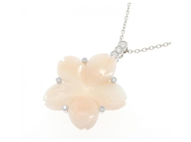 Autre Marque Collana in corallo e diamante Pt950/Pt850 Argento - vista 3