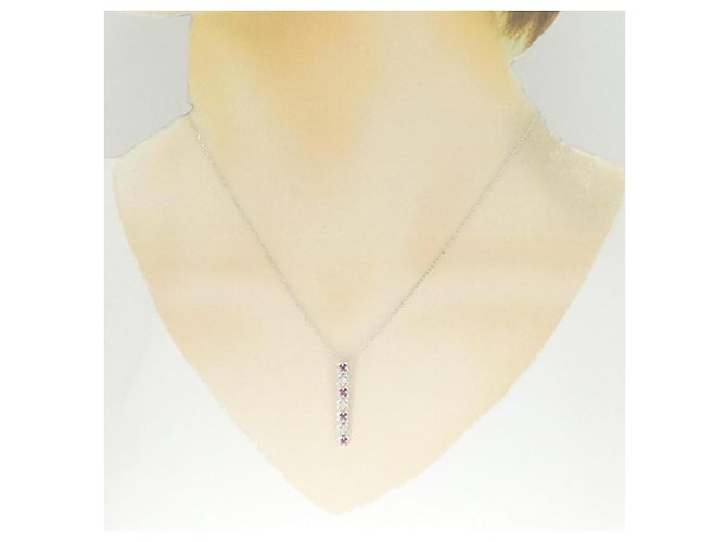 Autre Marque Collana in oro bianco Au750, rubino e diamante Rosso - vista 6