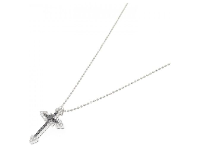 Autre Marque Collana Cross con Diamanti in Oro Bianco Au750 e Oro Nero Au750 PT850 - vista 2
