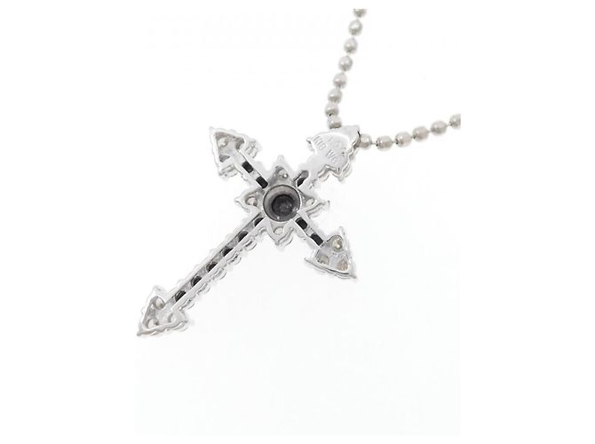 Autre Marque Collana Cross con Diamanti in Oro Bianco Au750 e Oro Nero Au750 PT850 - vista 4
