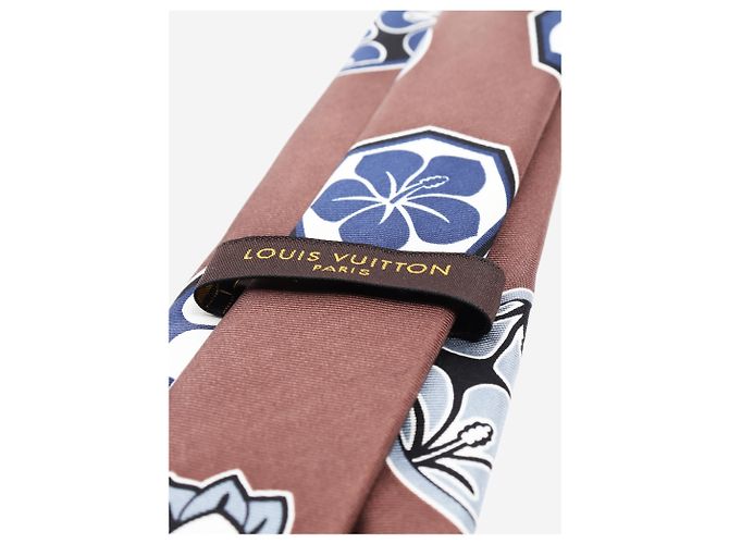 Louis Vuitton Brown silk floral tie - view 3