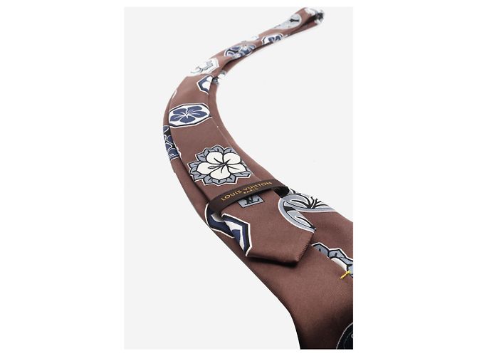 Louis Vuitton Brown silk floral tie - view 5