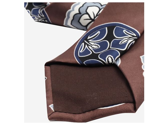 Louis Vuitton Brown silk floral tie - view 6