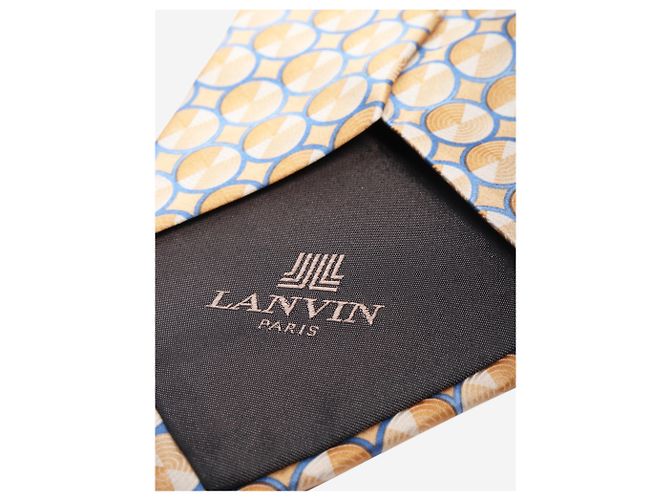 Lanvin Gold and blue silk printed tie Golden - view 4