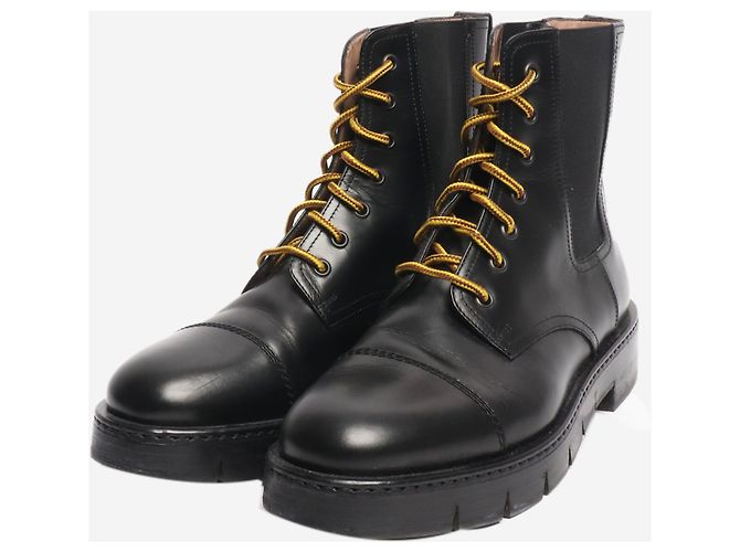 Salvatore Ferragamo Schwarze Schnürstiefeletten aus Leder - Größe EU 39.5 - Ansicht 2