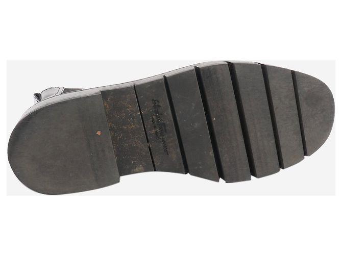 Salvatore Ferragamo Schwarze Schnürstiefeletten aus Leder - Größe EU 39.5 - Ansicht 6
