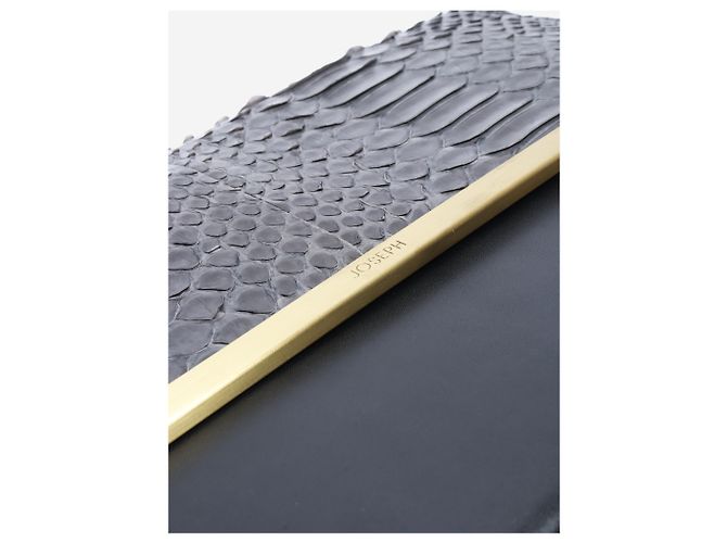 Autre Marque Graue Lederclutch mit Schlangenprägung - Ansicht 4