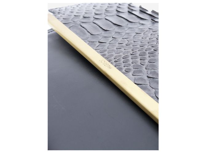 Autre Marque Graue Lederclutch mit Schlangenprägung - Ansicht 6