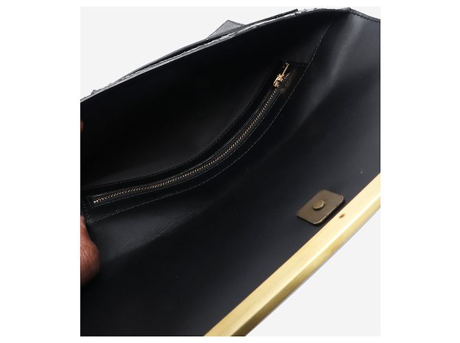 Autre Marque Graue Lederclutch mit Schlangenprägung - Ansicht 7