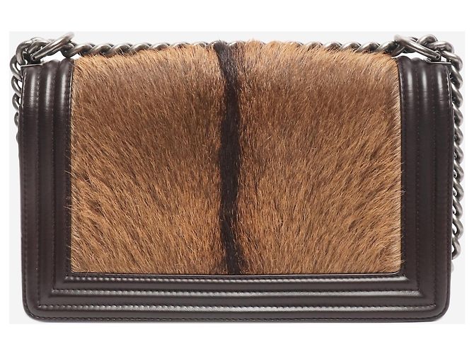 Chanel Borsa Boy in agnello e crine di cavallo marrone 2013 - vista 4
