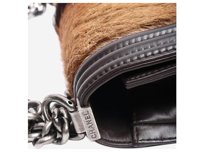 Chanel Borsa Boy in agnello e crine di cavallo marrone 2013 - vista 9