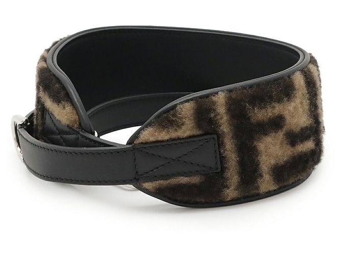 Tracolla in pelle con logo FF Fendi Beige - vista 2