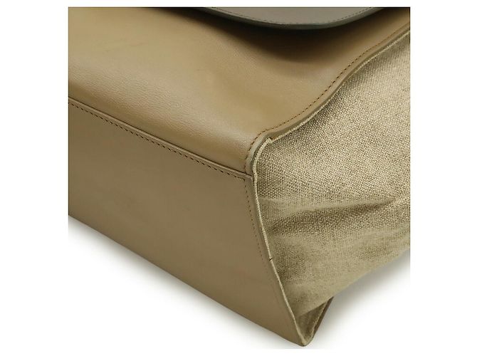 Céline Sac 2way en cuir et toile Celine Trapeze Marron Beige - vue 3