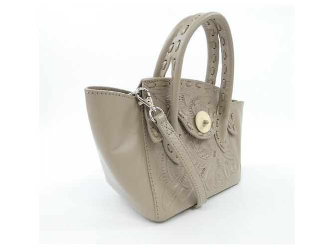 Autre Marque Borsa in pelle Carving Tribes Beige - vista 2