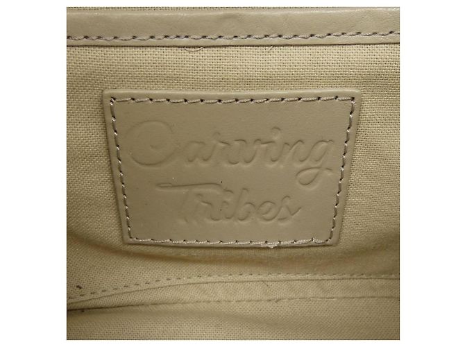 Autre Marque Borsa in pelle Carving Tribes Beige - vista 5