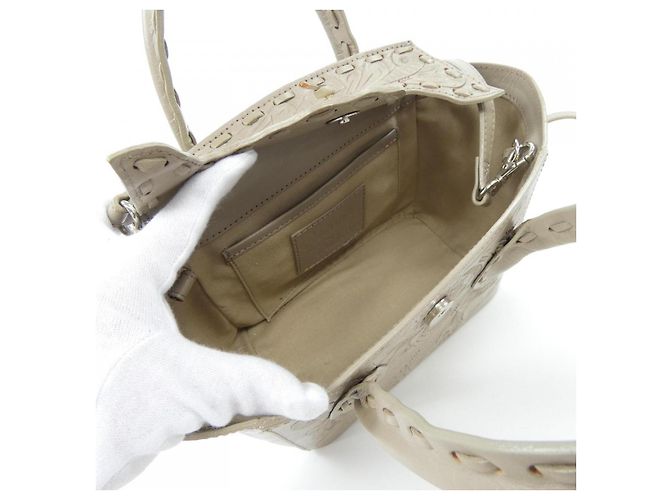 Autre Marque Borsa in pelle Carving Tribes Beige - vista 6