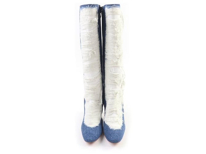 Botas de denim roto Loewe Destroyed Ripped Denim Boots Azul - vista 4