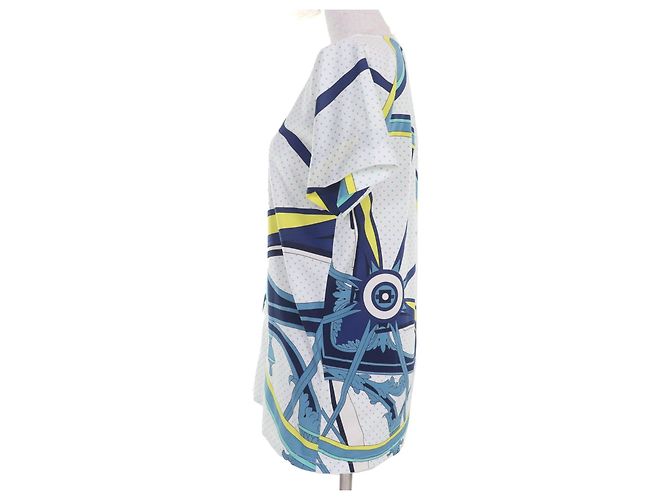 Hermès Camiseta de algodão Hermes Branco Azul - vista 2
