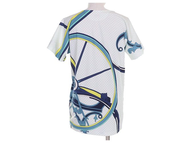 Hermès Camiseta de algodão Hermes Branco Azul - vista 3