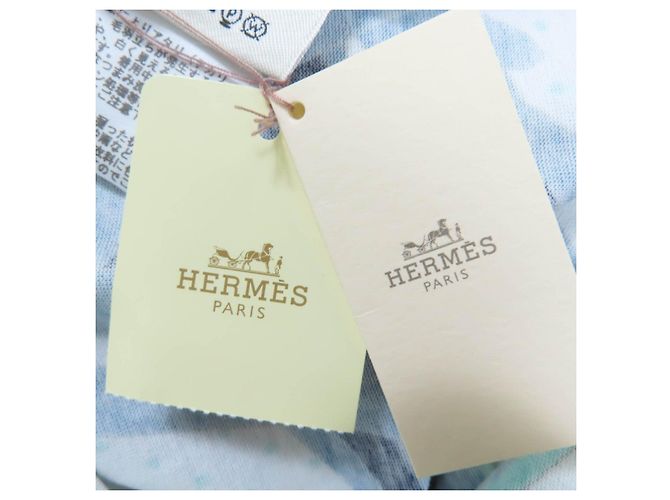 Hermès Camiseta de algodão Hermes Branco Azul - vista 9