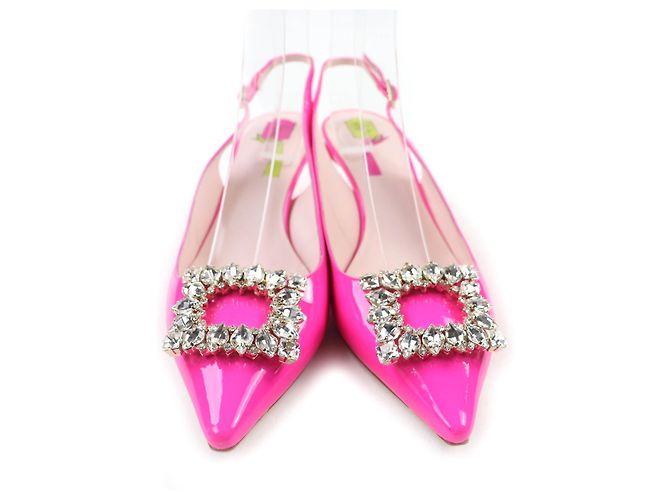 Escarpins de verniz Roger Vivier Virgul Strass Buckle Rosa - vista 3