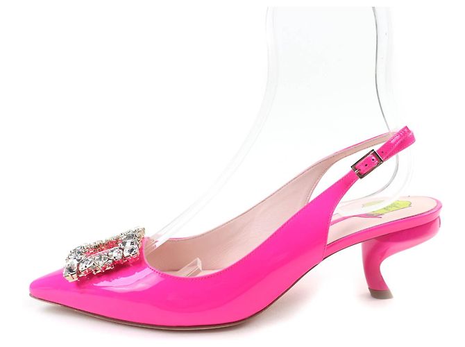 Escarpins de verniz Roger Vivier Virgul Strass Buckle Rosa - vista 4